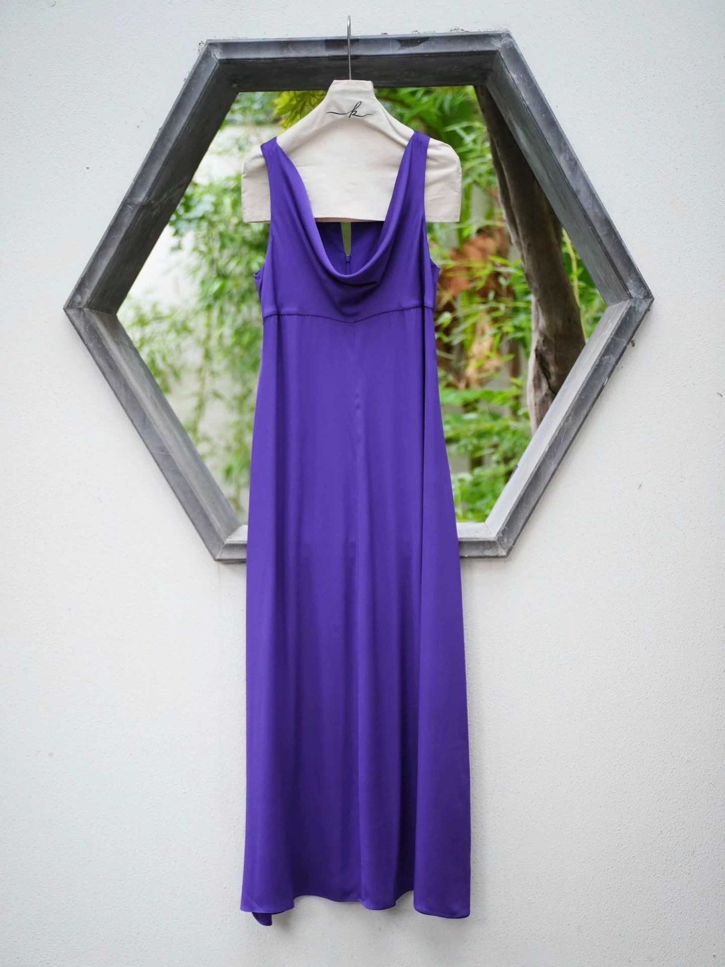 Armani Armani Vintage Purple Draped Neck Bias-Cut Maxi Dress M/L Size L / US 10 / IT 46 - 2 Thumbnail