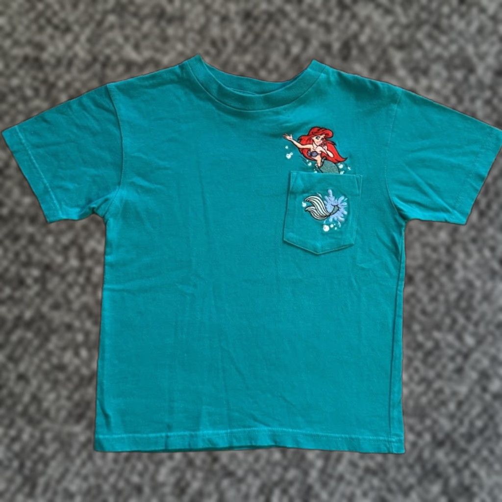 Disney VINTAGE Disney The Little Mermaid Pocket T Shirt Girls 6 Teal 90s Ariel Cotton Long Sleeve Shirts Size US S / EU 44-46 / 1 - 1 Thumbnail