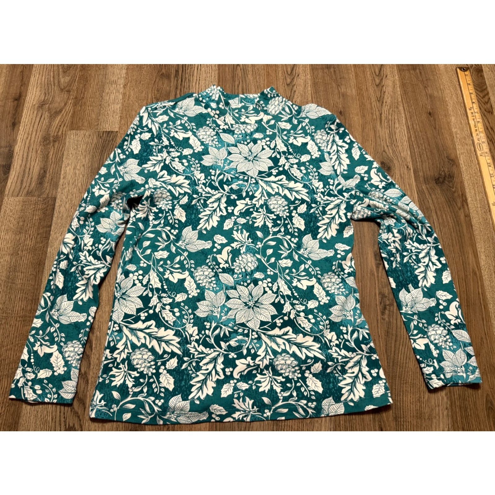 Vintage Appleseed's Shirt Women's Size Small Green Floral Long Sleeve Turtleneck Shirt Size S / US 4 / IT 40 - 2 Thumbnail
