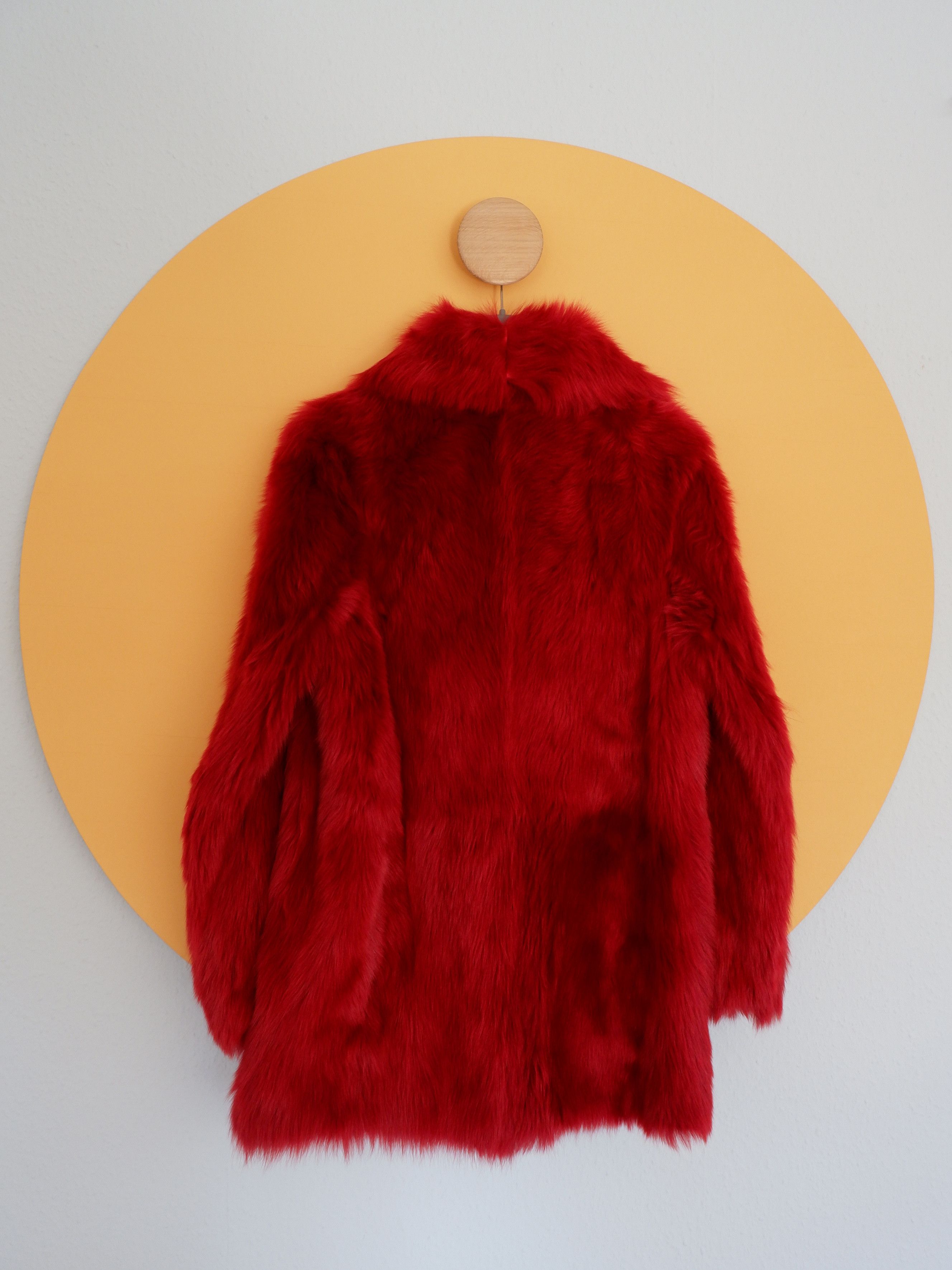 Prada Last drop! Prada red dyed sheep fur coat AW17 Size S / US 4 / IT 40 - 4 Thumbnail
