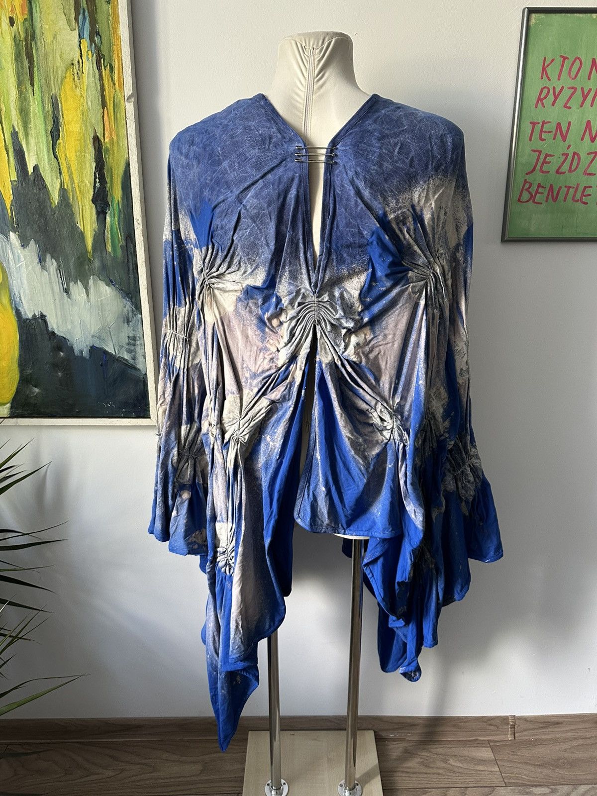 Designer Experimental wax cape asymmetric rare school Size US M / EU 48-50 / 2 - 7 Thumbnail