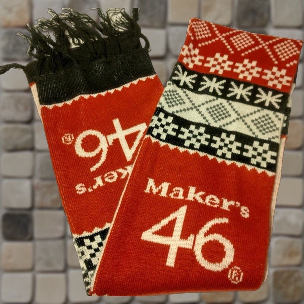 Vintage VINTAGE Maker's Mark No. 46 Knit Scarf Fringe Fair Isle Snowflake Red White Black Winter Womens Size ONE SIZE - 1 Thumbnail