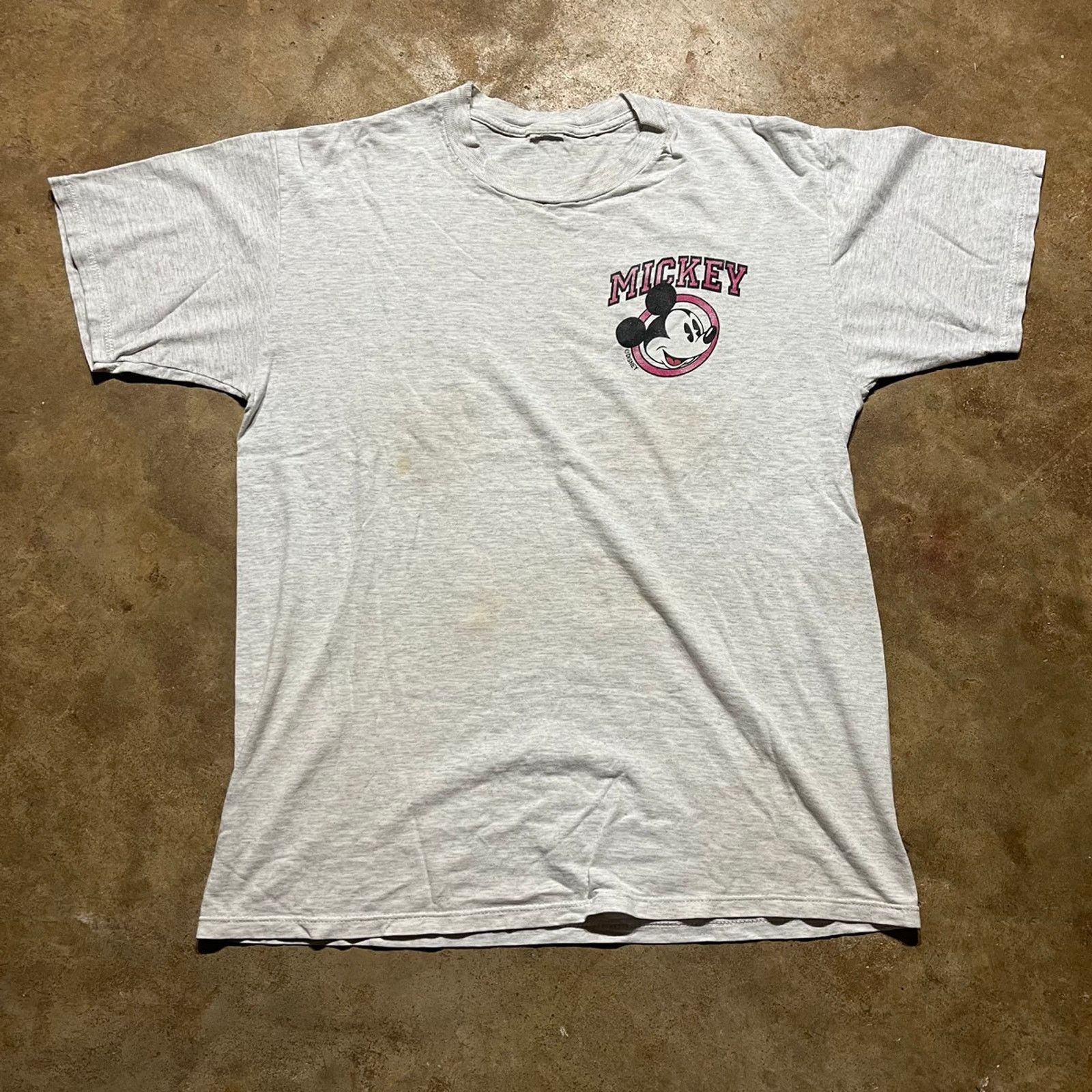 Disney × Vintage Vintage 90s Mickey Disney Grey Logo Shirt | Grailed