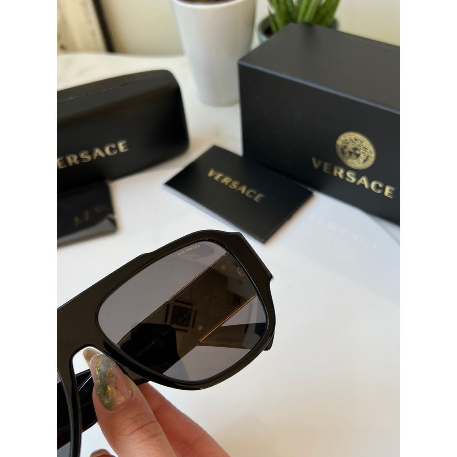 Versace NEW Versace VE4436U Polarized Black Aviator Sunglasses Size ONE SIZE - 4 Thumbnail