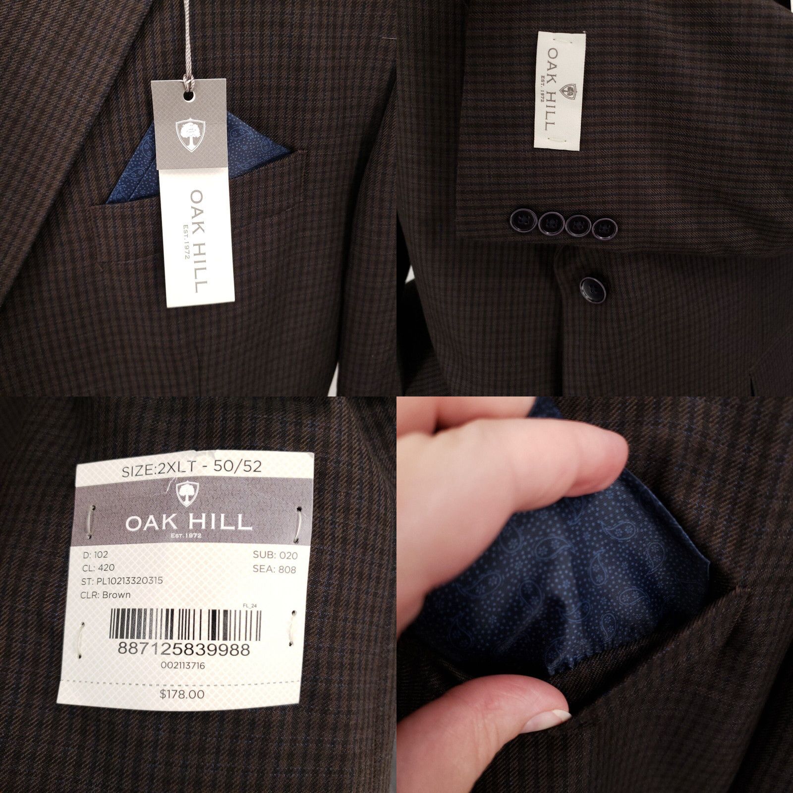 Vintage NEW Oak Hill Mens Blazer Size 2XLT 50 52 Sport Coat Two Button Jacket Suit Brown Grailed