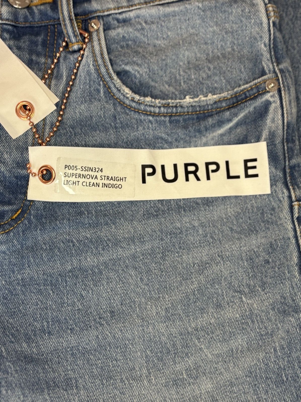 Purple Brand Purple Brand P005 Slim Straight Light Clean Indigo Size US 32 / EU 48 - 7 Thumbnail