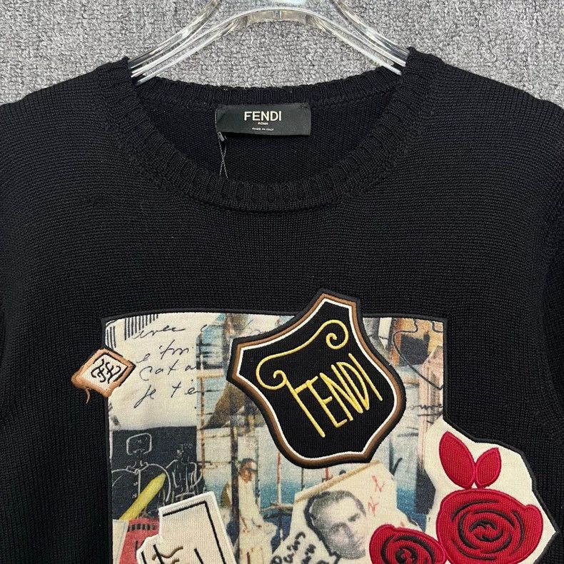 Fendi Fendi Graffiti embroidered wool round-neck sweater Size US S / EU 44-46 / 1 - 4 Thumbnail