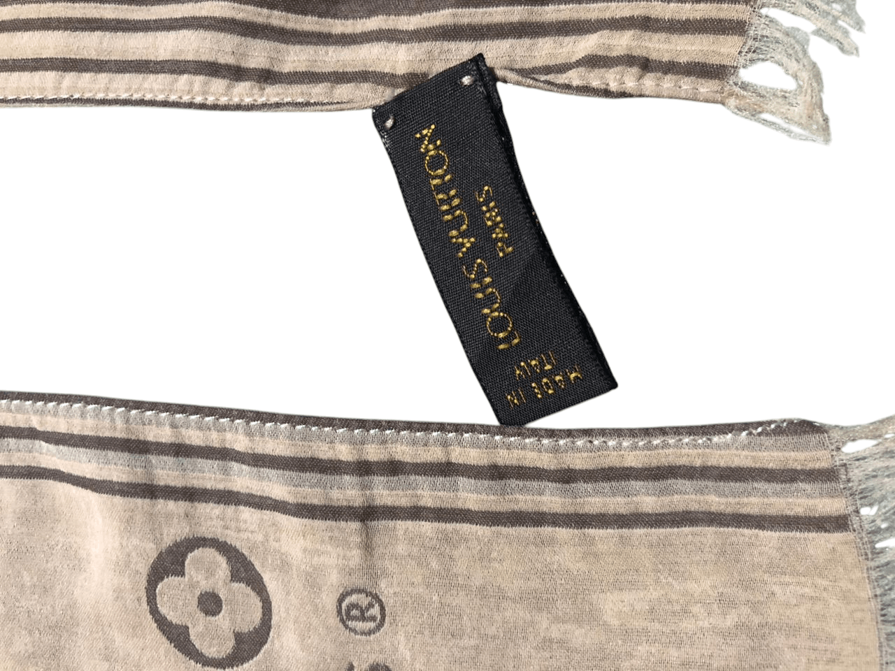 Louis Vuitton Louis Vuitton Beige Color Block Logo Monogram Rivesible Silk Size ONE SIZE - 24 Thumbnail
