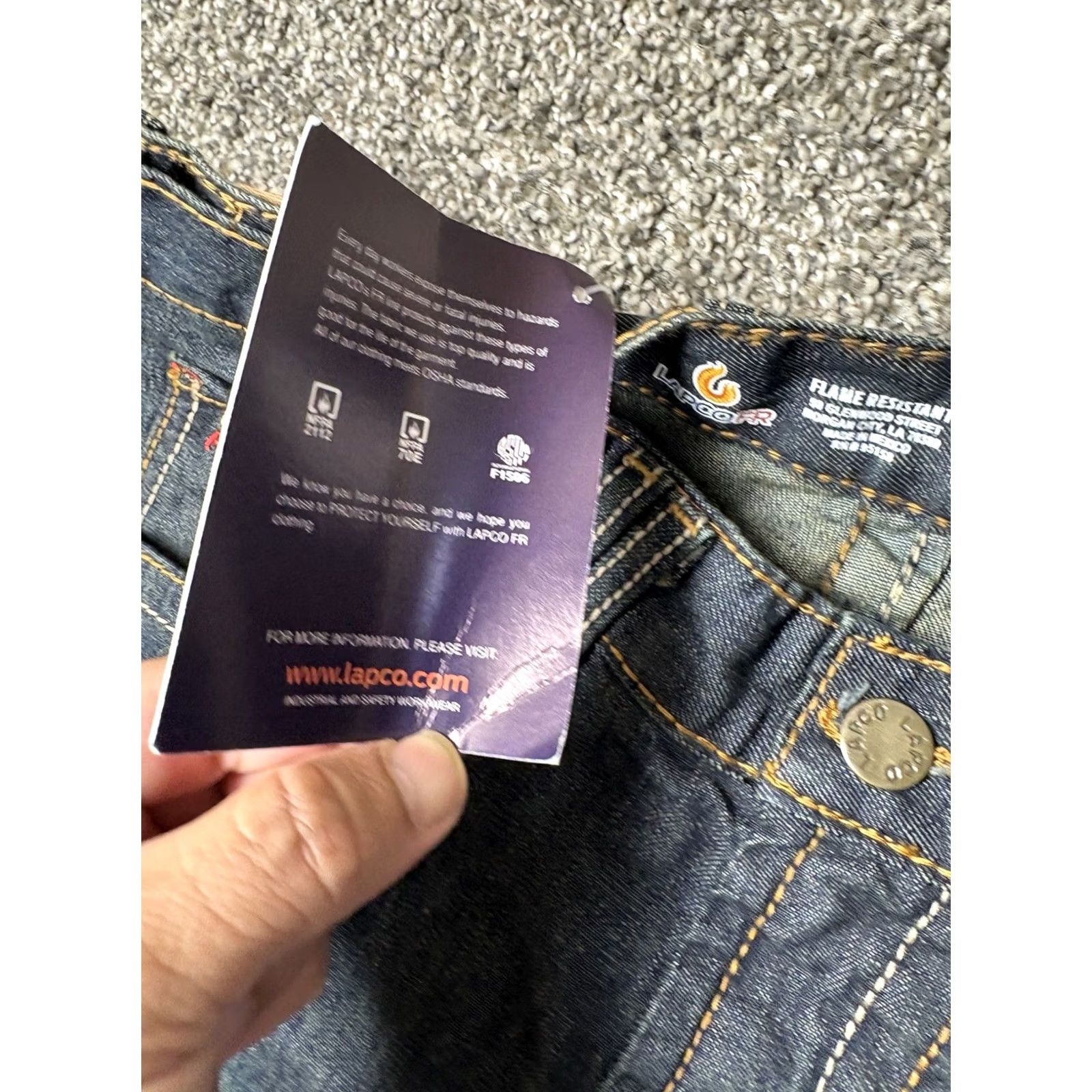 Denime LAPCO FR Reflective Jeans Mens 30x32 Blue NEW NWT Denim Dark Blue Straight mørn? Size US 30 / EU 46 - 7 Thumbnail