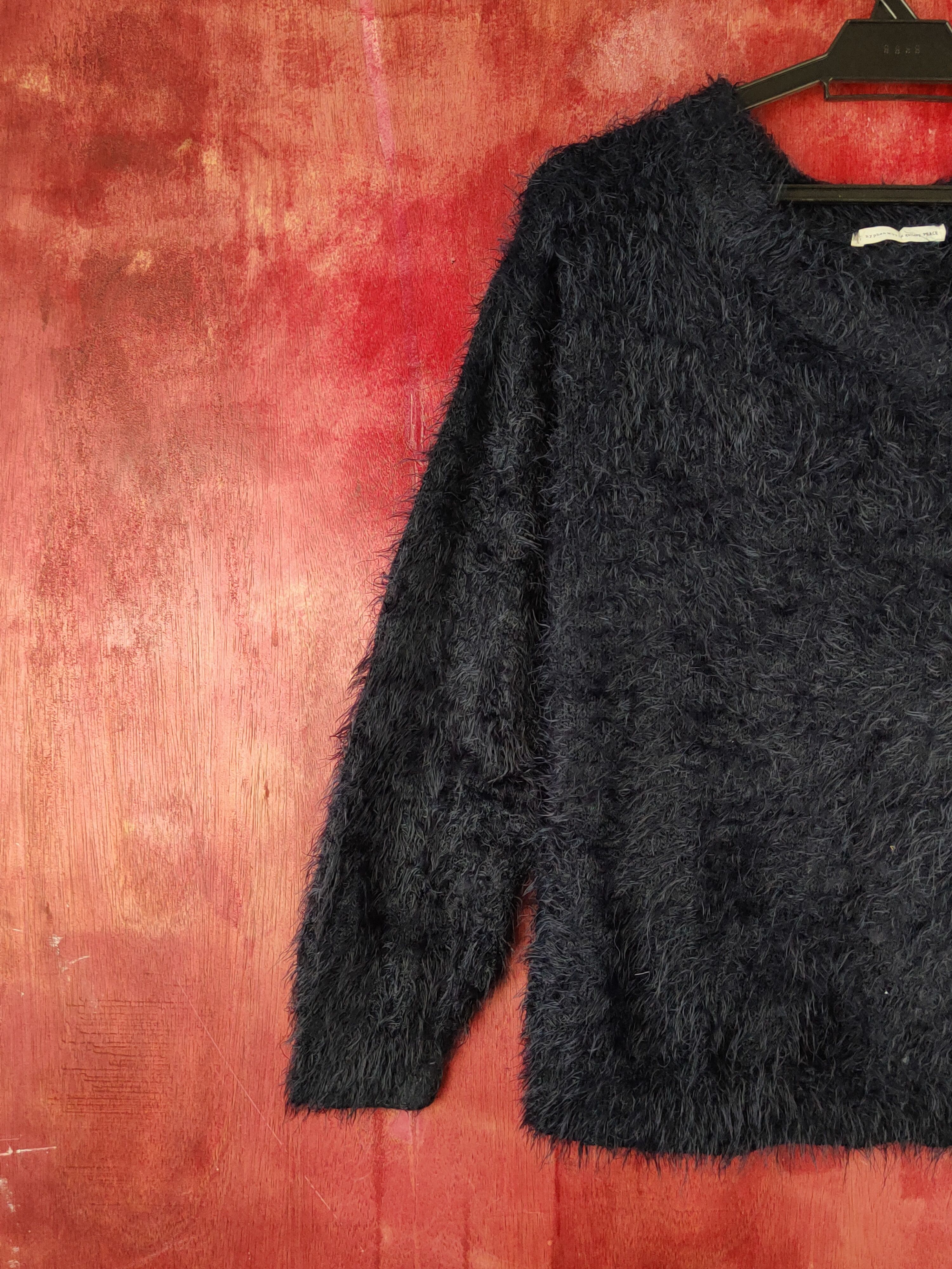 Homespun Knitwear E Hypen World Gallery Navy Fur Mohair Knitwear #S2029 Size S / US 4 / IT 40 - 3 Thumbnail