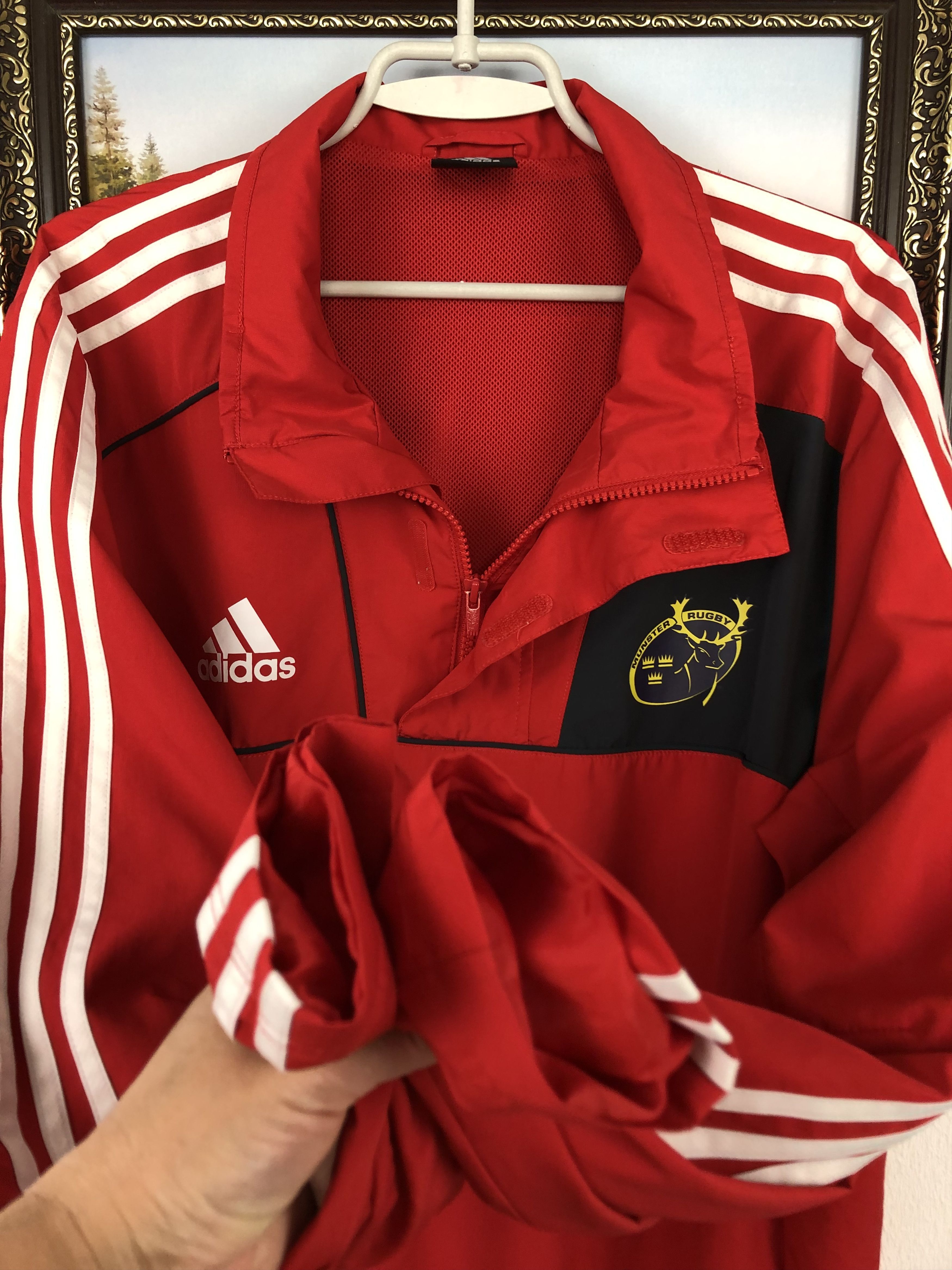Adidas Vintage Munster Rugby Adidas Jacket Track Top Rare Red Size US L / EU 52-54 / 3 - 8 Thumbnail