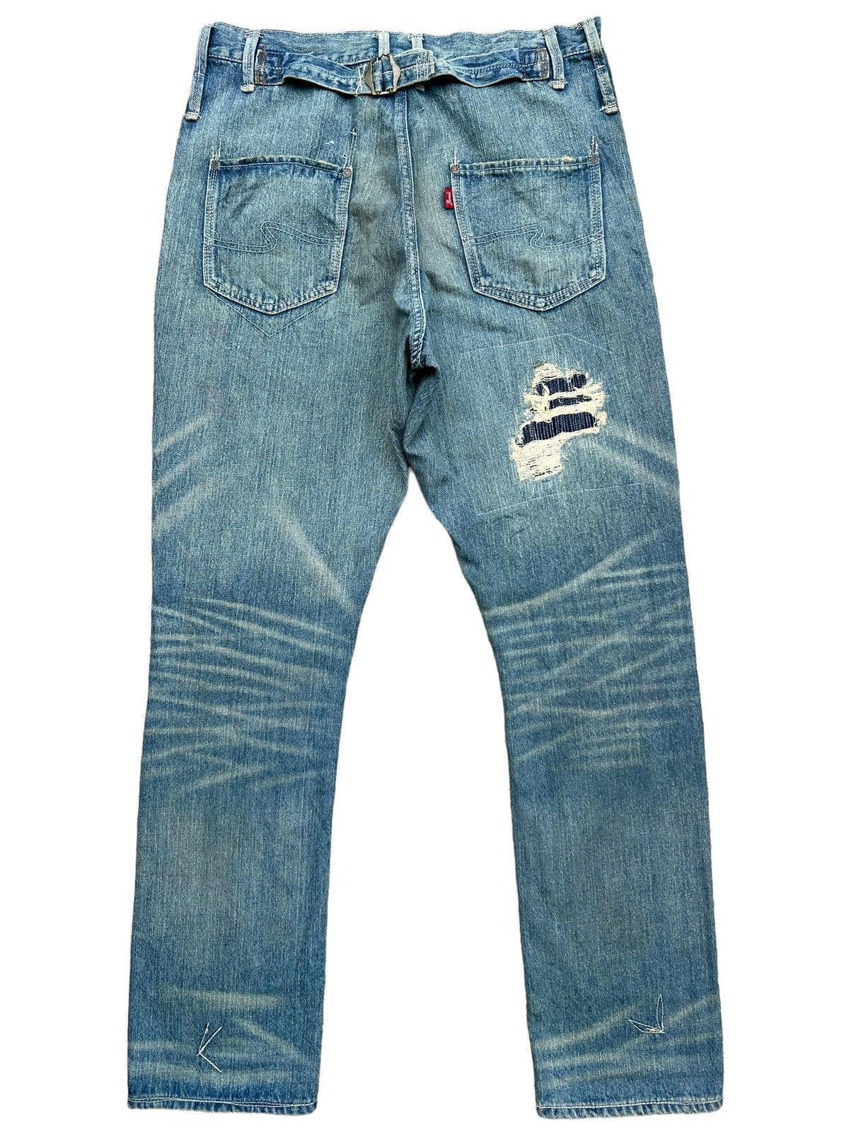 Japanese Brand Bond & Peace Patchwork Distressed Baggy Denim Jeans 32x32 Size US 32 / EU 48 - 3 Thumbnail
