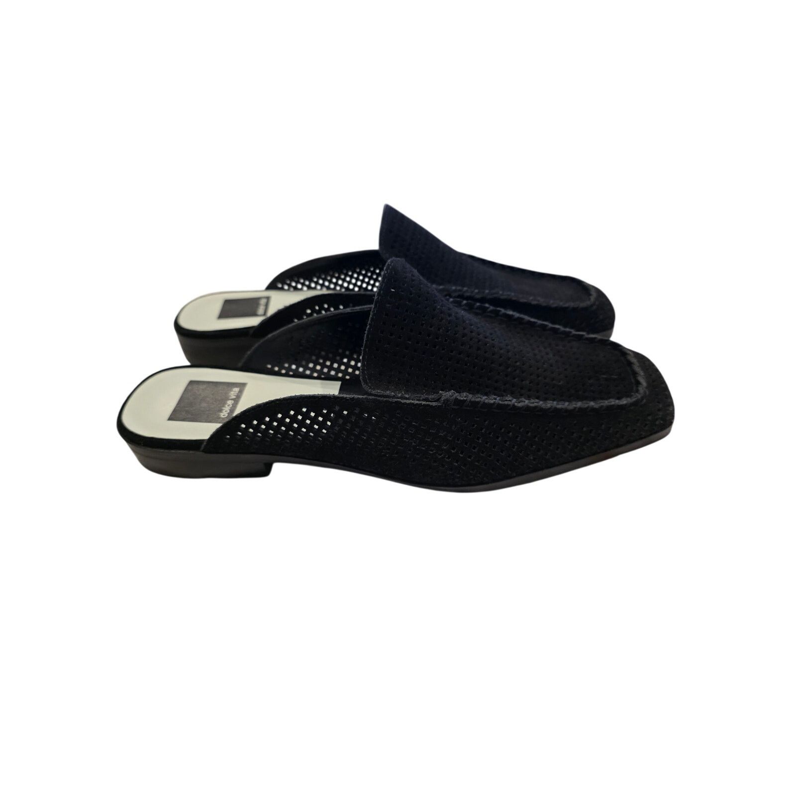 Dolce Vita Dolce Vita Black Suede Perforated Mule Loafers Square Toe Size US 7.5 / IT 37.5 - 5 Thumbnail