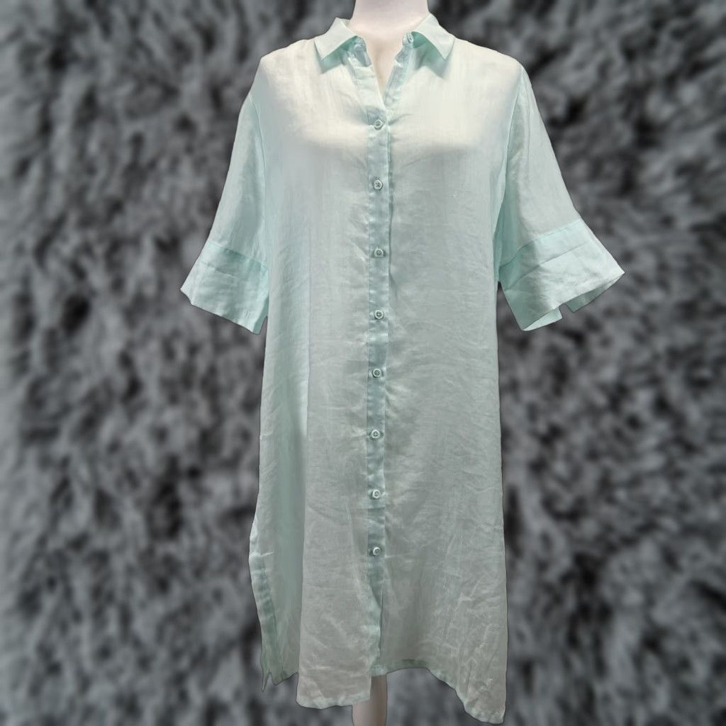 Vintage NEW! Chico's Sheer Aqua Grosgrain Trim Tunic Shirt Dress Size L Beach Womens Size L / US 10 / IT 46 - 1 Thumbnail