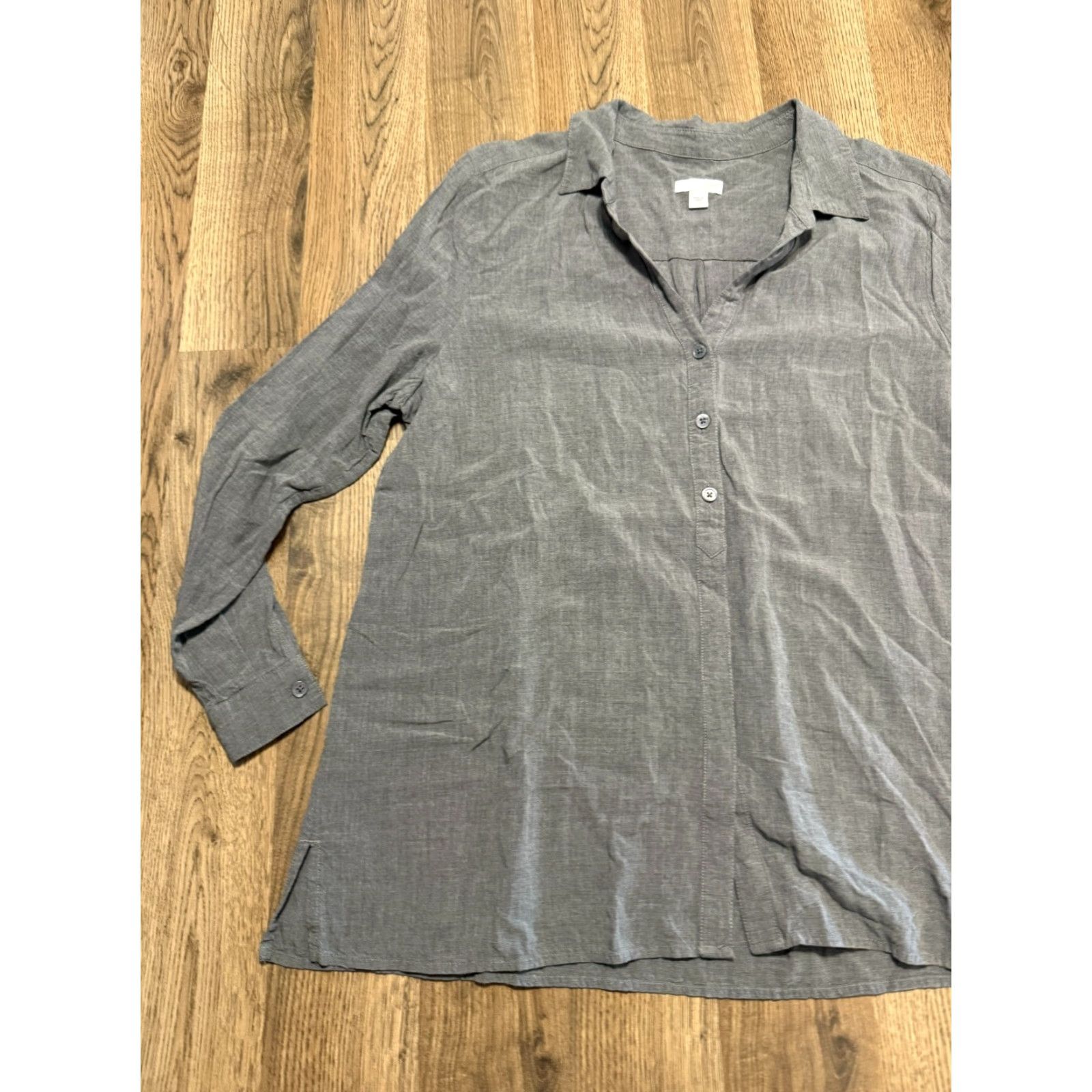 J. Jill VINTAGE: No J.Jill Shirt Women's L Gray Long Sleeve Button-Up Lightweight Casual Regular Mens? Size L / US 10 / IT 46 - 4 Thumbnail