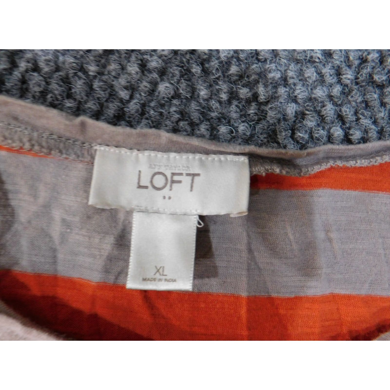 Ann Taylor Loft Ann Taylor Shirt Blouse Womens XL Orange Striped Beaded Knit Cotton Casual Long Sleeve Round Neck Pullover Basic Size XL / US 12-14 / IT 48-50 - 5 Thumbnail