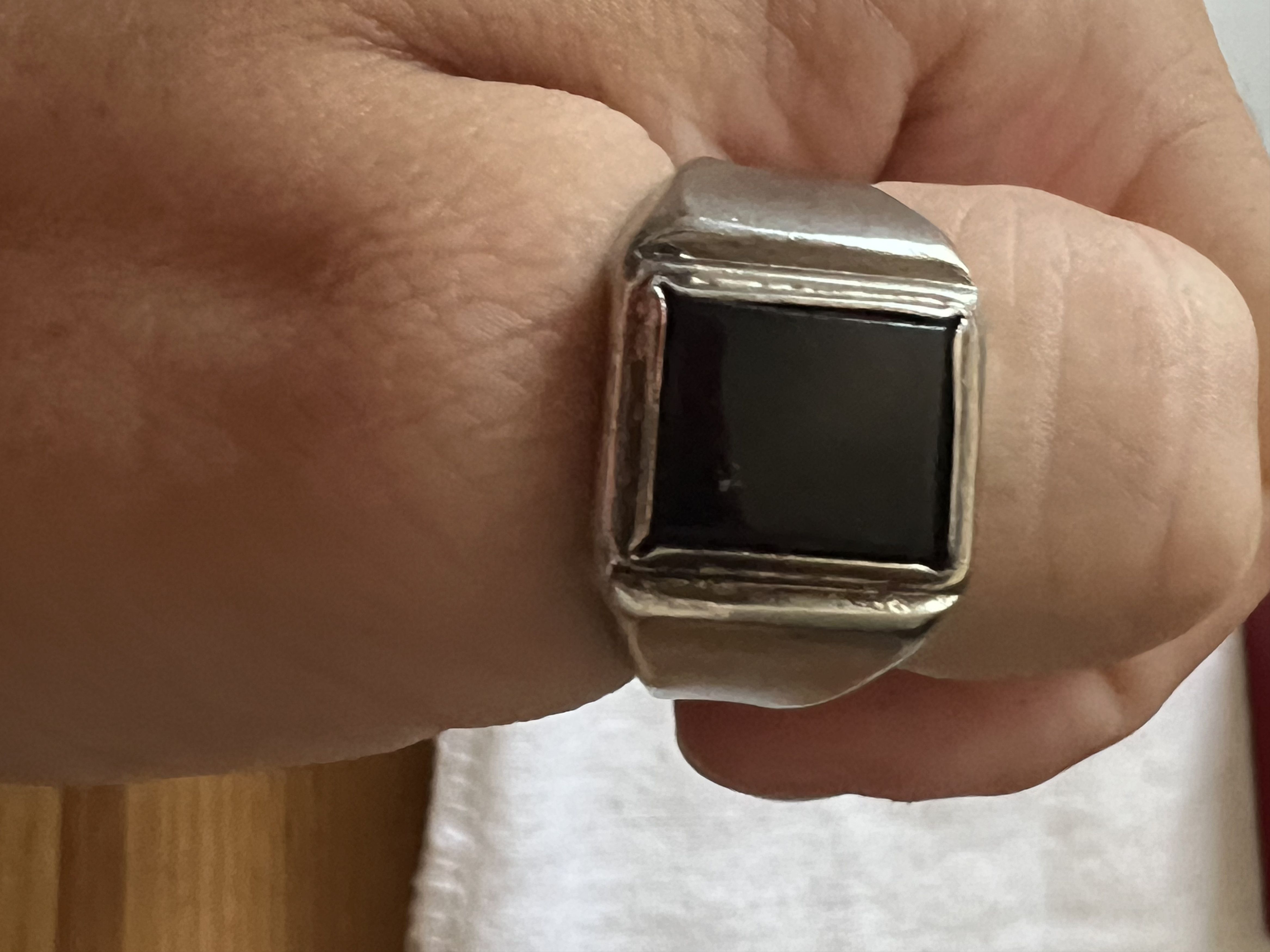 Other Sterling Silver Onyx Ring Size ONE SIZE - 2 Thumbnail