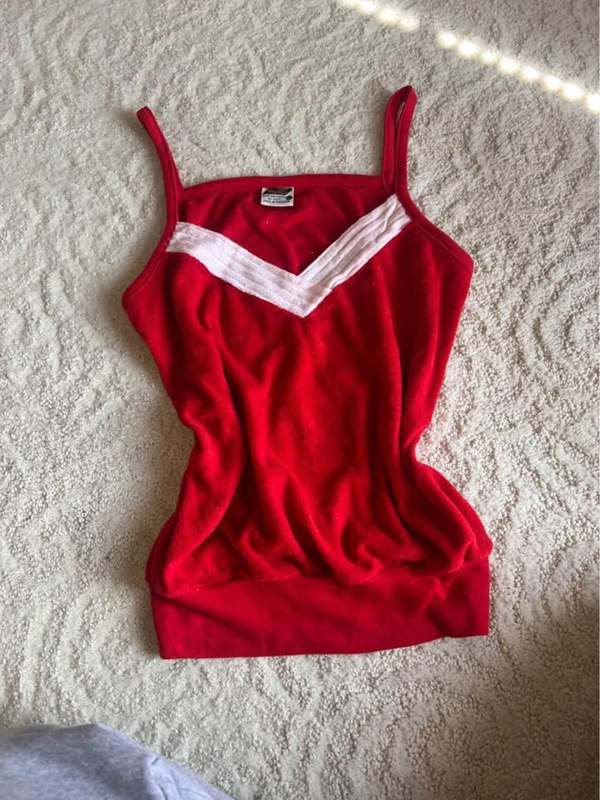 Designer Vintage 70s Woolco Red Terrycloth Tank–Made in Singapore (L) Size L / US 10 / IT 46 - 1 Thumbnail