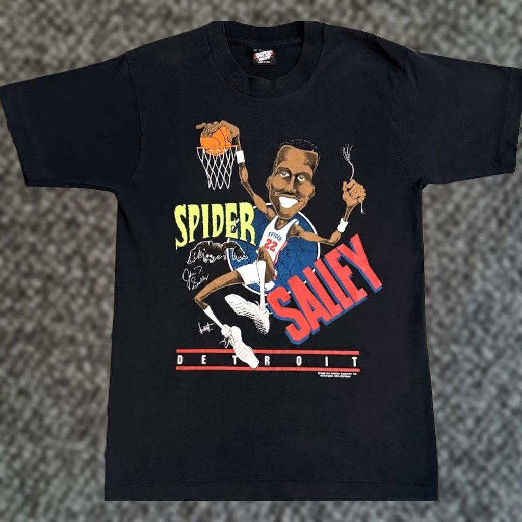 Vintage VINTAGE 1989 John “Spider” Salley Detroit Pistons T Shirt M NBA Basketball Black Mens Size US M / EU 48-50 / 2 - 1 Thumbnail