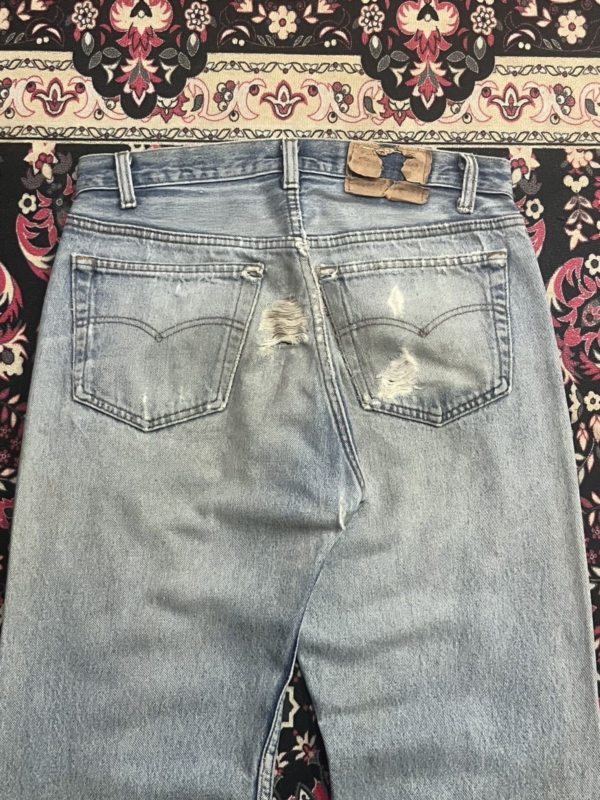 Levi's ⚡️Vintage⚡️80s Levi’s 501 Destroy Buttonfly Blue Washed Jeans Size US 30 / EU 46 - 12 Thumbnail
