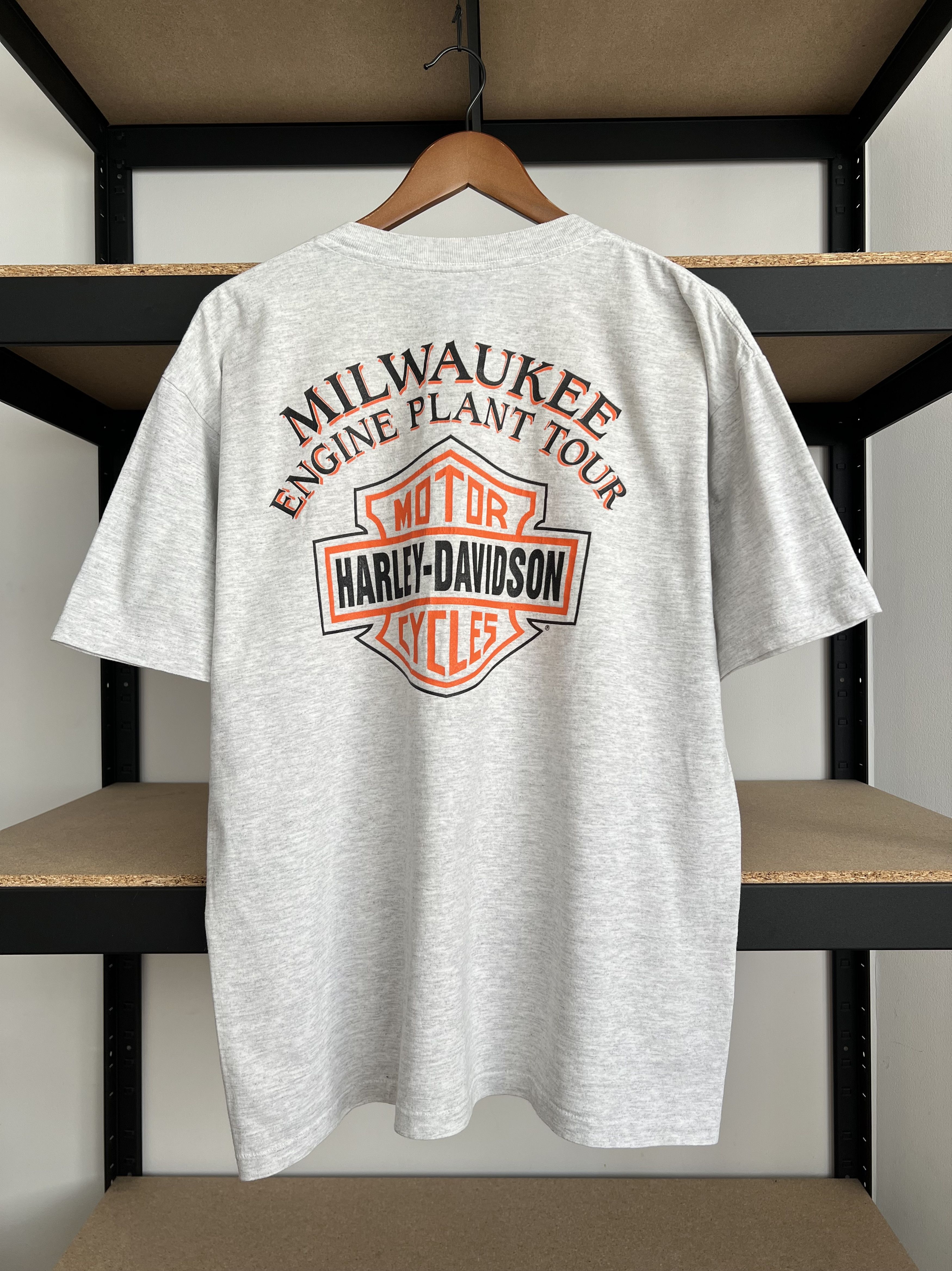 Harley Davidson Vintage 1994 Harley Davidson Engine Motor Gray T-shirt Size US L / EU 52-54 / 3 - 2 Thumbnail