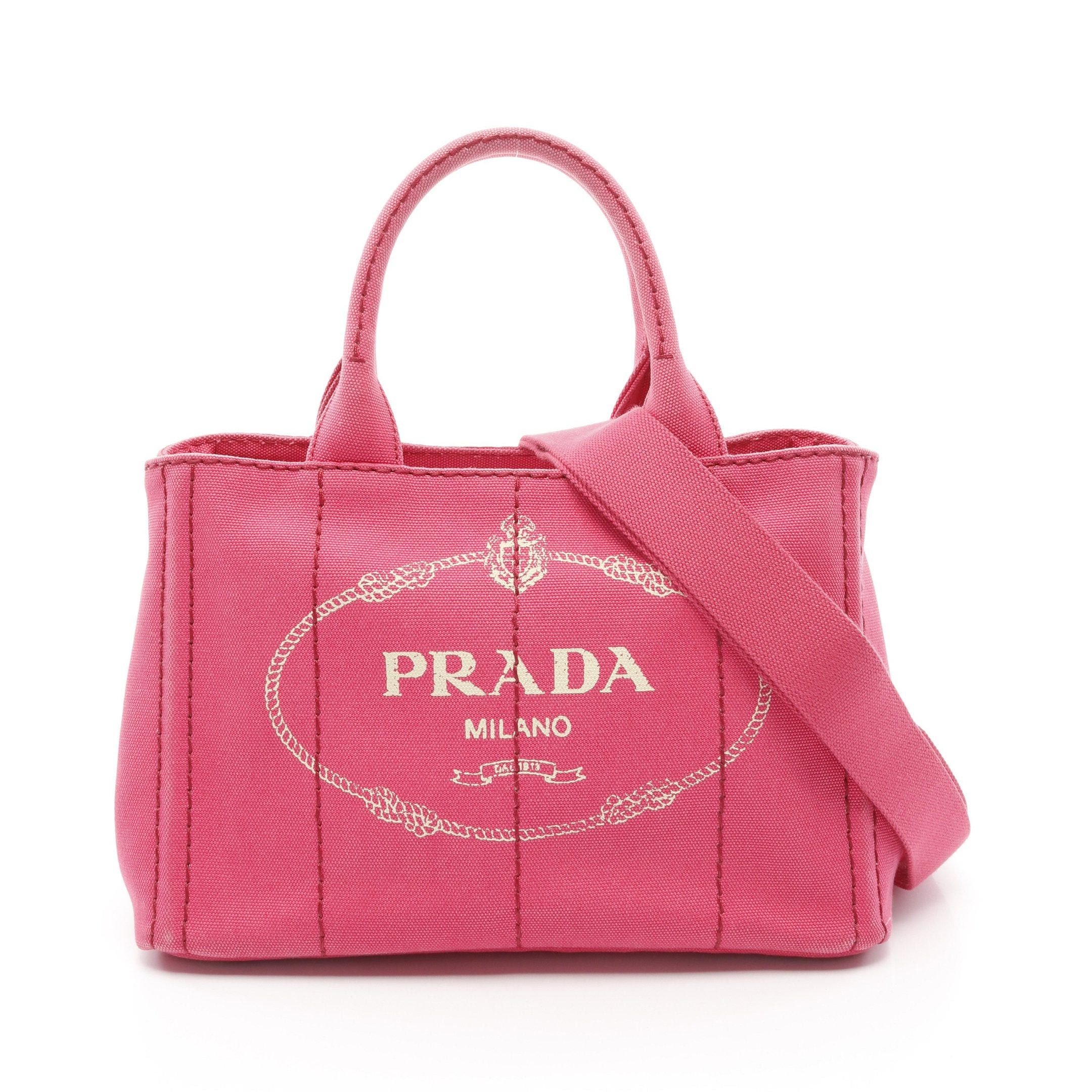 Prada Canapa Kanapa Handbag Tote Bag Canvas Pink