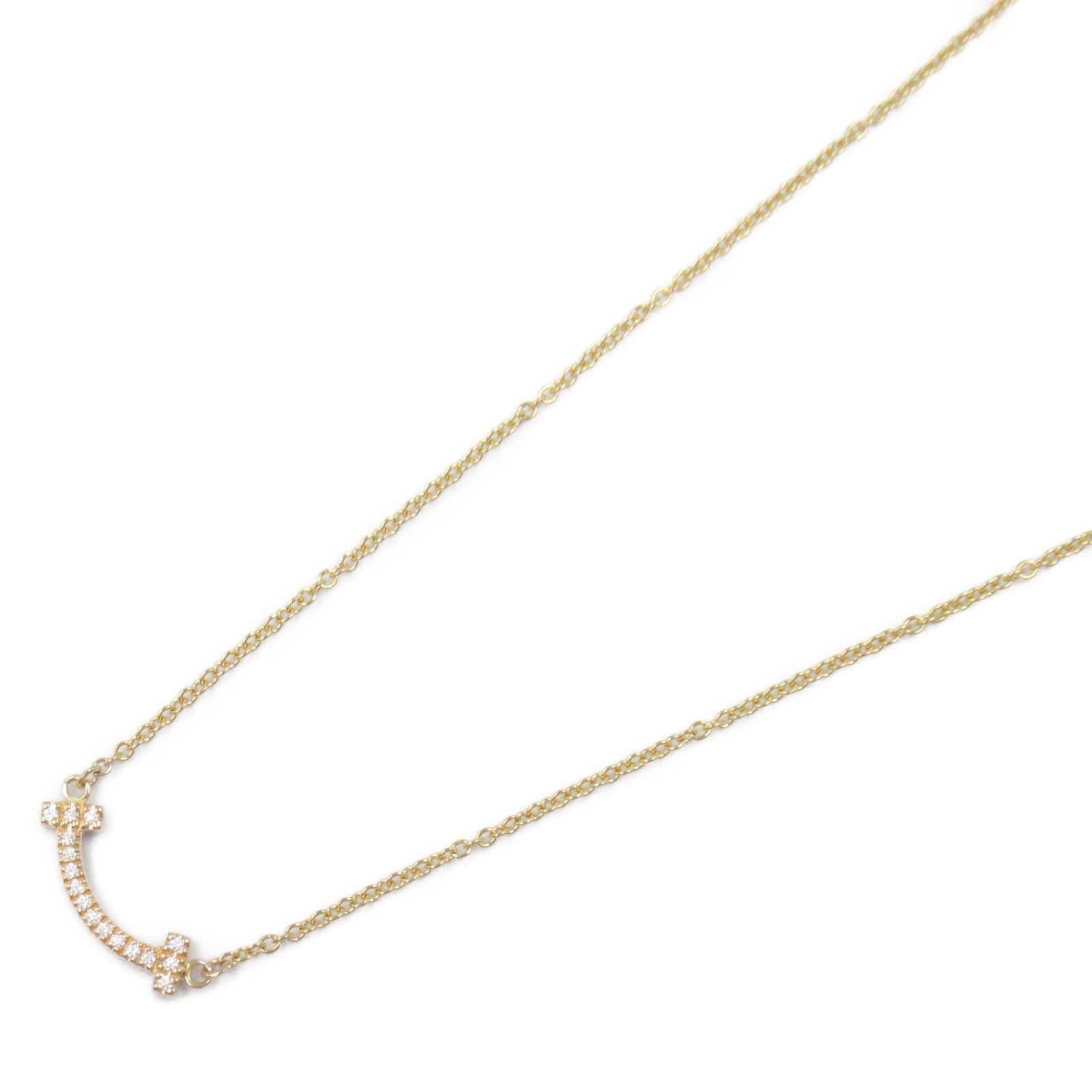 Tiffany & Co. Tiffany Co T-Smile Mini Diamond Necklace K18Pg (Pink Gold) Clear Size ONE SIZE - 1 Thumbnail
