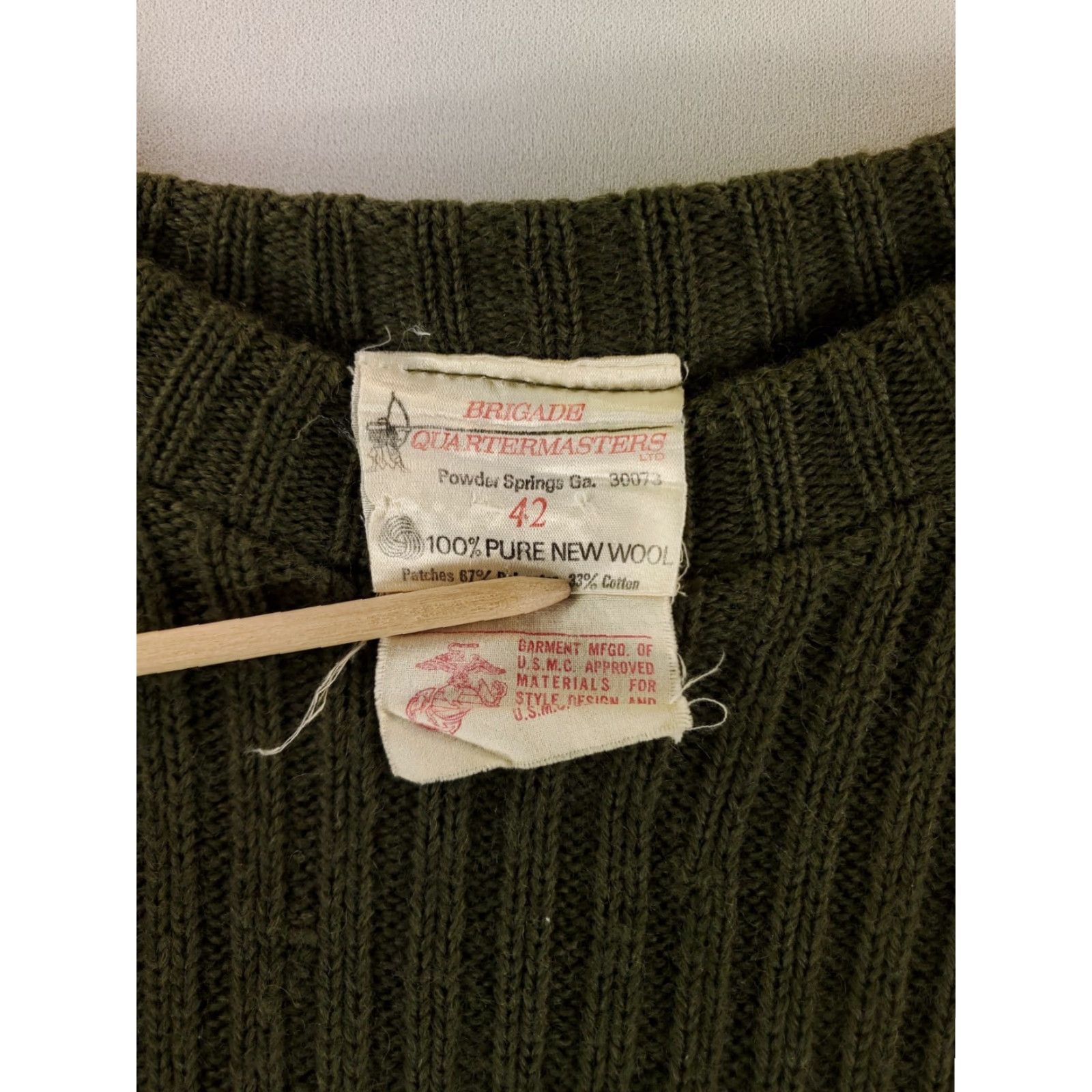 Commando VINTAGE USMC Commando Sweater 100% Wool Olive Green Pullover Mens L 42 Green Pullover Men L 42 Mended hole Size US L / EU 52-54 / 3 - 3 Thumbnail