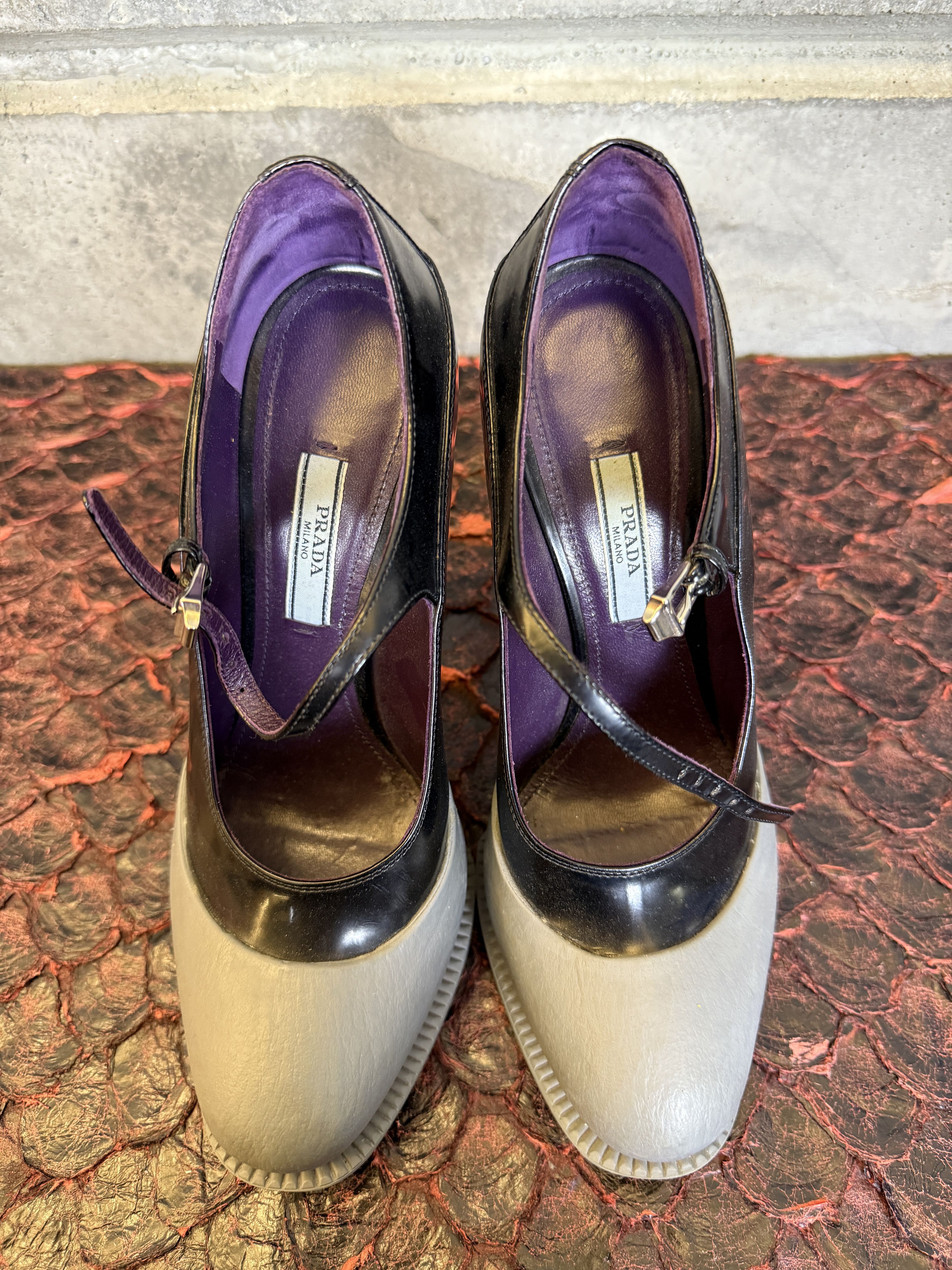 Prada Prada Leather Gray Rubber Dipped Mary Jane Pumps Size US 9 / IT 39 - 8 Thumbnail