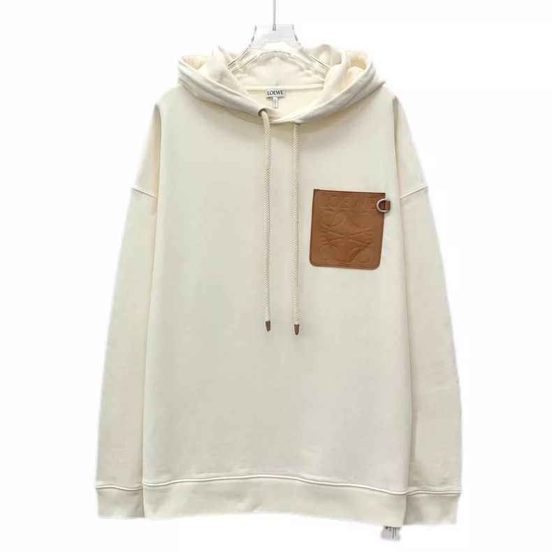 Loewe Loewe Muted beige logo leather card cotton hooded drawstri Size S / US 4 / IT 40 - 1 Thumbnail