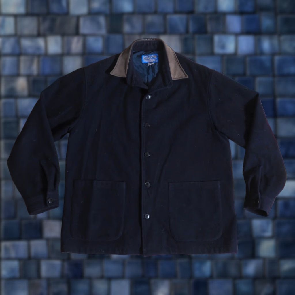 Pendleton VTG Pendleton Wool Barn Coat XL 100% Wool Dark Navy Blue Button Chore Coat Mens XL Size US XL / EU 56 / 4 - 1 Thumbnail