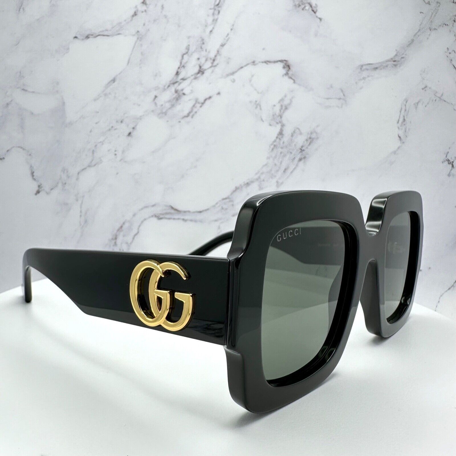 Gucci Gucci Sunglasses New Black Oversized Gold Metal GG Authentic Size ONE SIZE - 18 Thumbnail