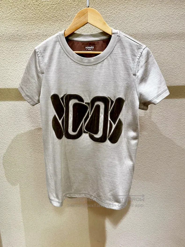 Hermes Velvet Embroidered Short Sleeve T-Shirt