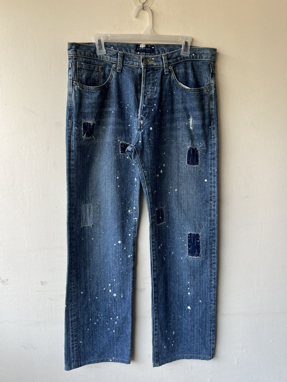 Global Work Global Work Painter Distressed Patchwork Denim Jeans Size US 34 / EU 50 - 2 Thumbnail