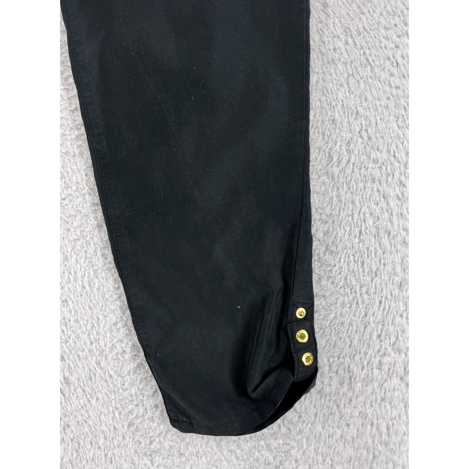 Guess GUESS Pants Women Small Black Straight Leg Gold Buttons Zip Fly Pockets Elastic Size 28" / US 6 / IT 42 - 4 Thumbnail