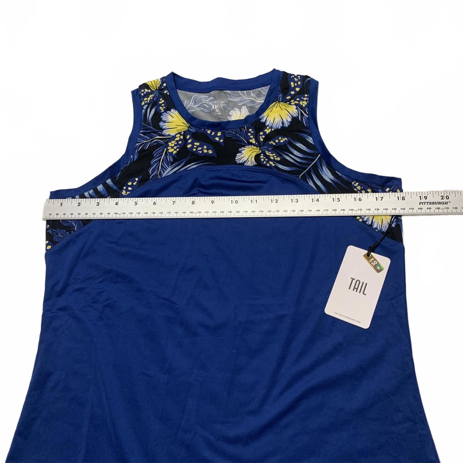 Ann Taylor TAIL Women's Sz M Debbie Blue Jungle Sleeveless Floral Top Size ONE SIZE - 2 Thumbnail