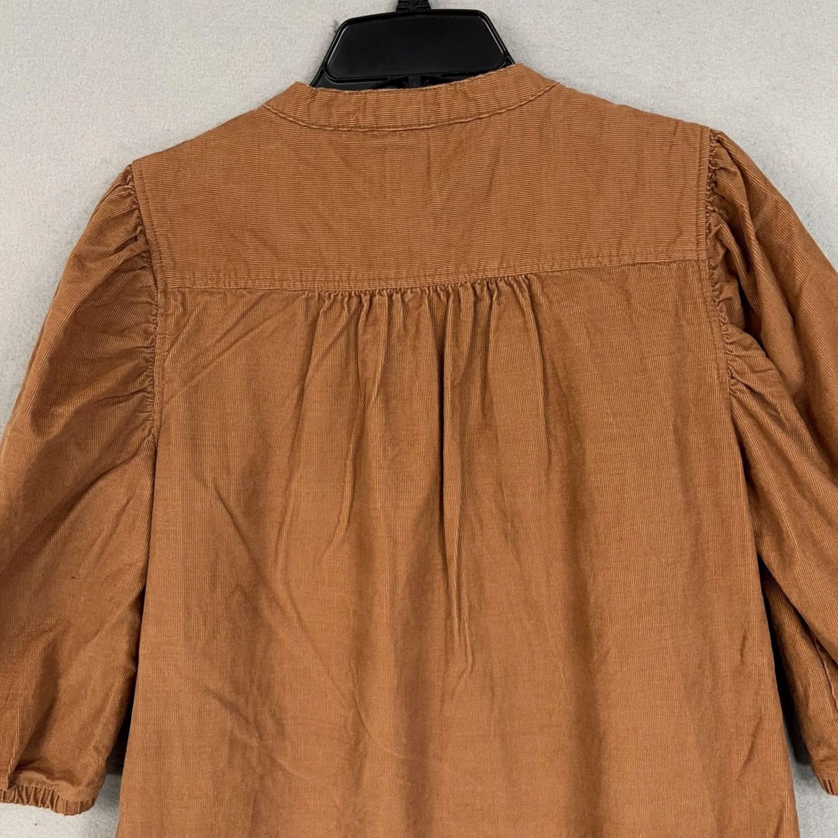 Gap GAP Shirt Dress Womens Medium Brown Corduroy Henley 3/4 Puff Sleeve Shift Mini Shirt Dress Size M / US 6-8 / IT 42-44 - 7 Thumbnail