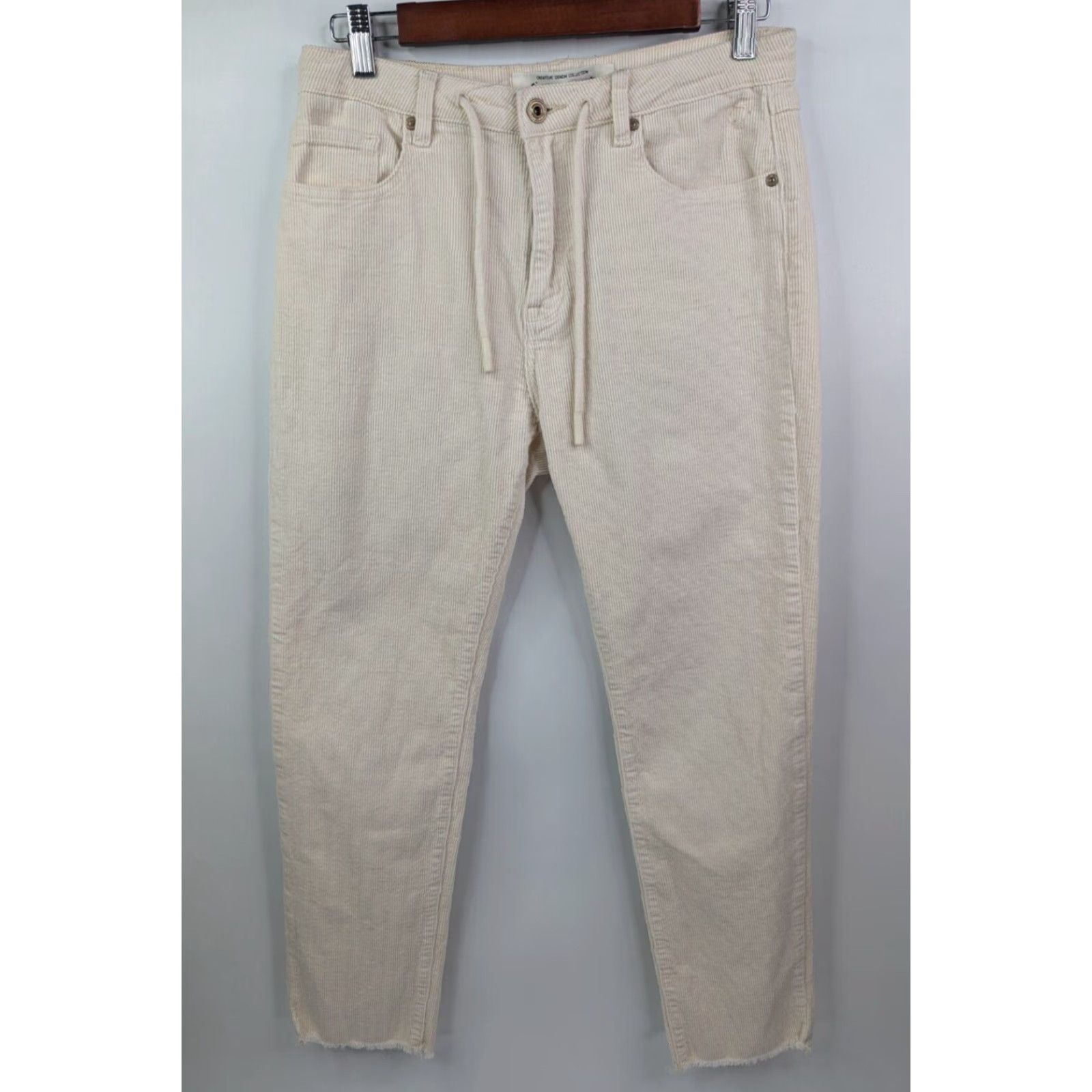 Vintage Circle of Trust Womens Pants Amber Rib Corduroy Drawstring Ivory 27 Size 27" / US 4 / IT 40 - 2 Thumbnail