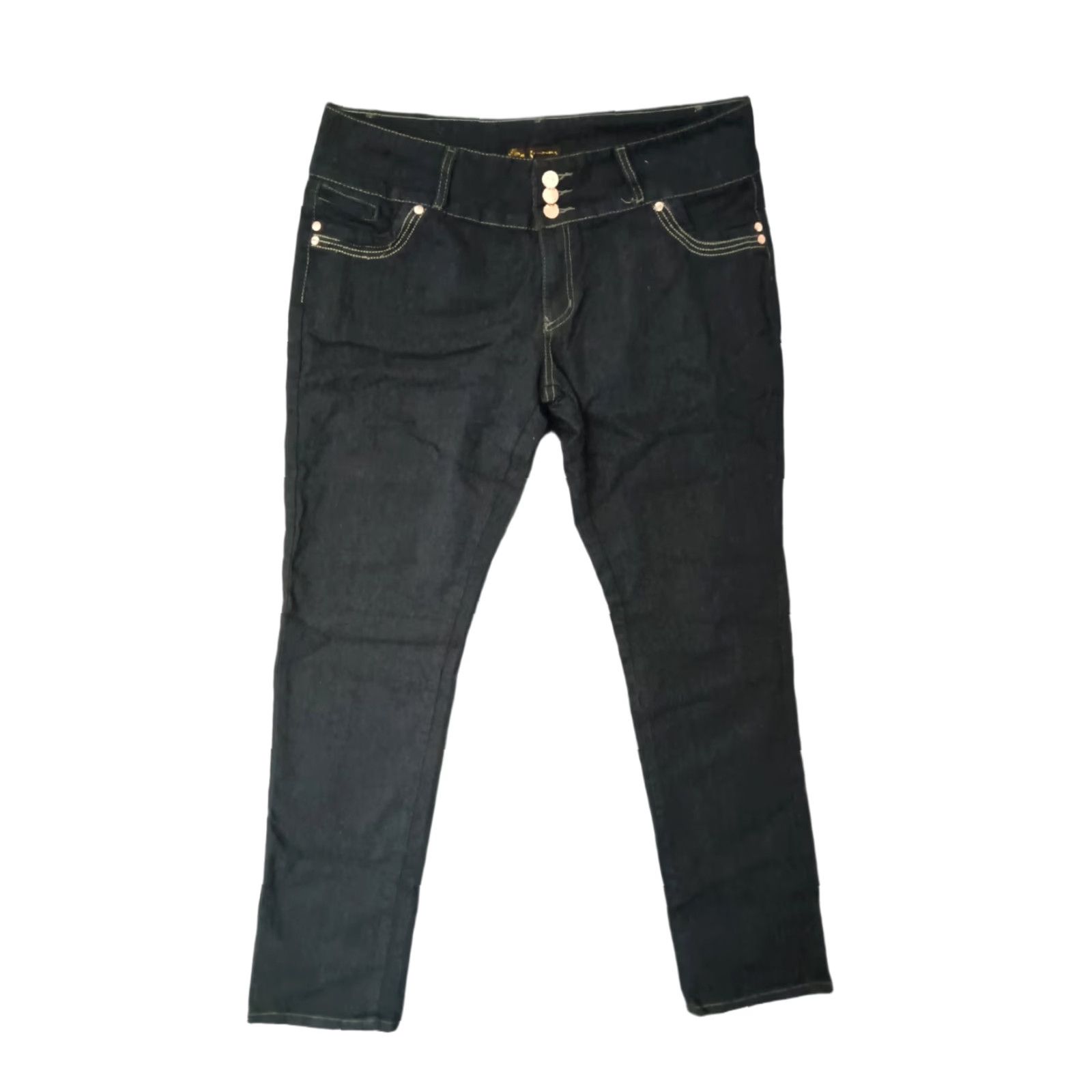 Vintage Unbranded Jeans Women's 21/22 Dark Wash Skinny 3 Button Closure Size 42" / US 20 - 1 Thumbnail