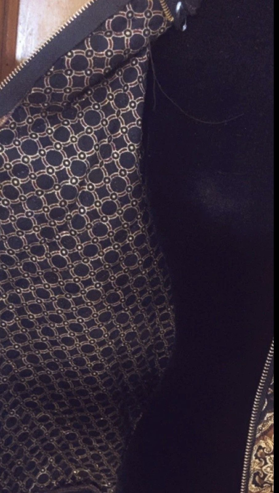 Handmade Custom OOAK Quilted black and gold bomber jacket Size XL / US 12-14 / IT 48-50 - 3 Thumbnail