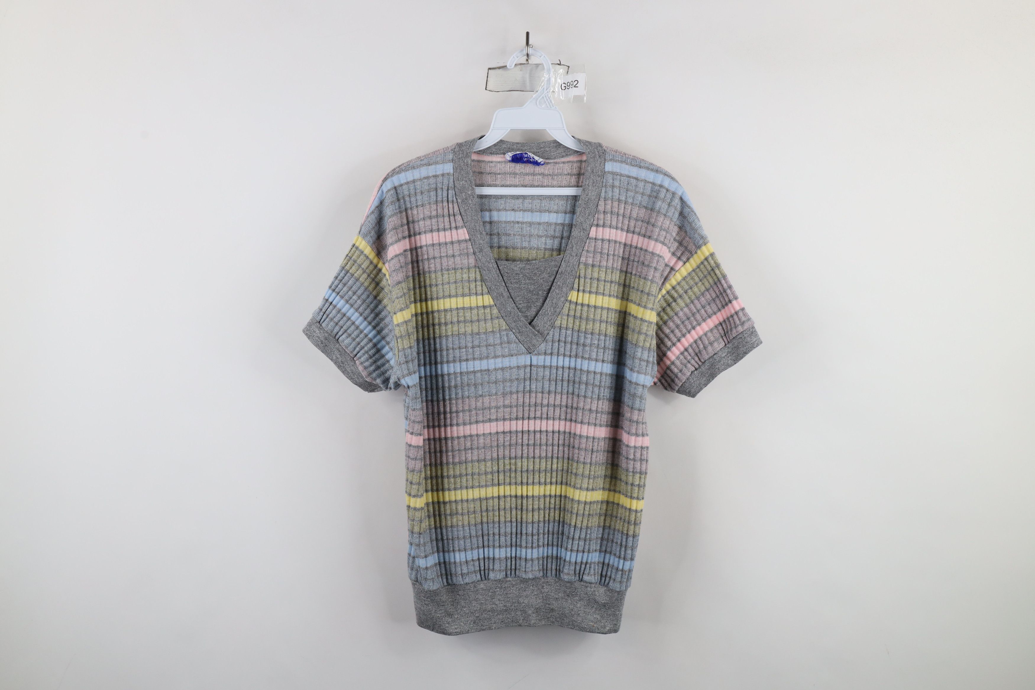 Vintage Vintage 90s Streetwear Ribbed Short Sleeve Sweater USA Size M / US 6-8 / IT 42-44 - 1 Thumbnail