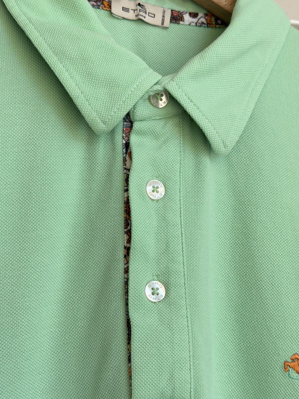 Etro Etro Milano Mint Green Polo Shirt Mens Size L Logo Size US L / EU 52-54 / 3 - 9 Thumbnail