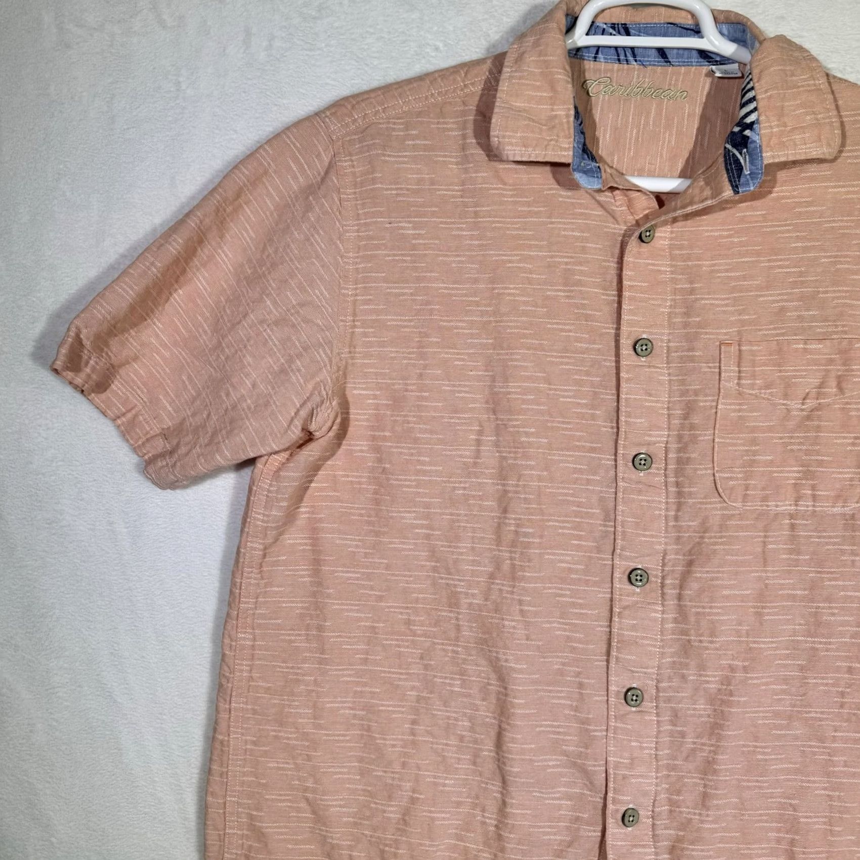 Vintage Caribbean Brand Shirt Mens Large Linen Short Sleeve Button Up Casual Pocket Size US L / EU 52-54 / 3 - 4 Thumbnail