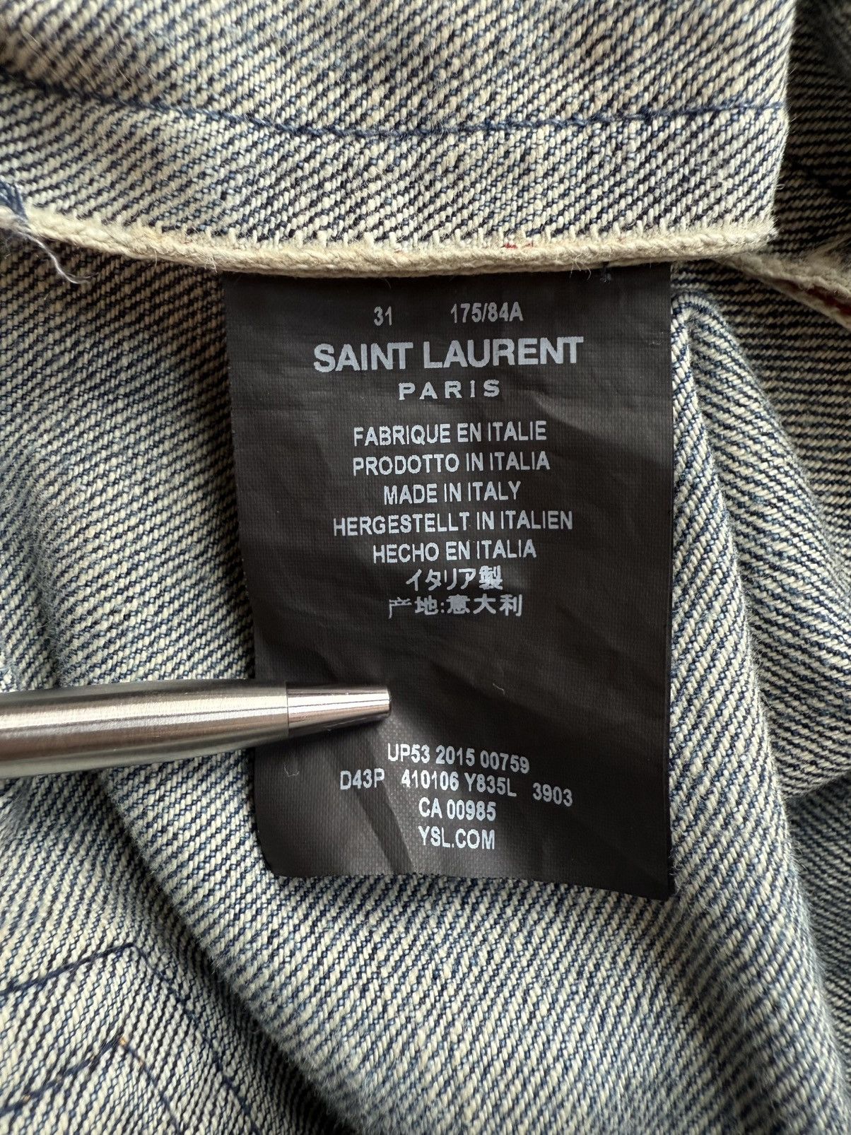 SS16 Saint Laurent selvedge knee rip jeans Hedi 31 crash