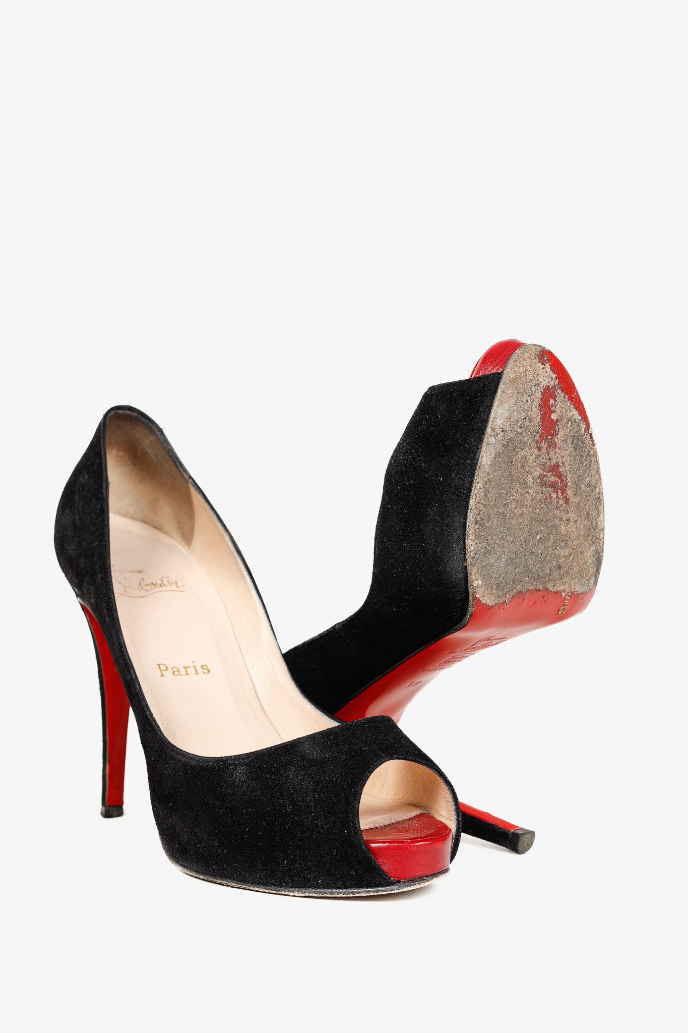 Christian Louboutin Christian Louboutin Very Prive Veau Velours Peep-Toe Pumps Size US 8.5 / IT 38.5 - 4 Thumbnail