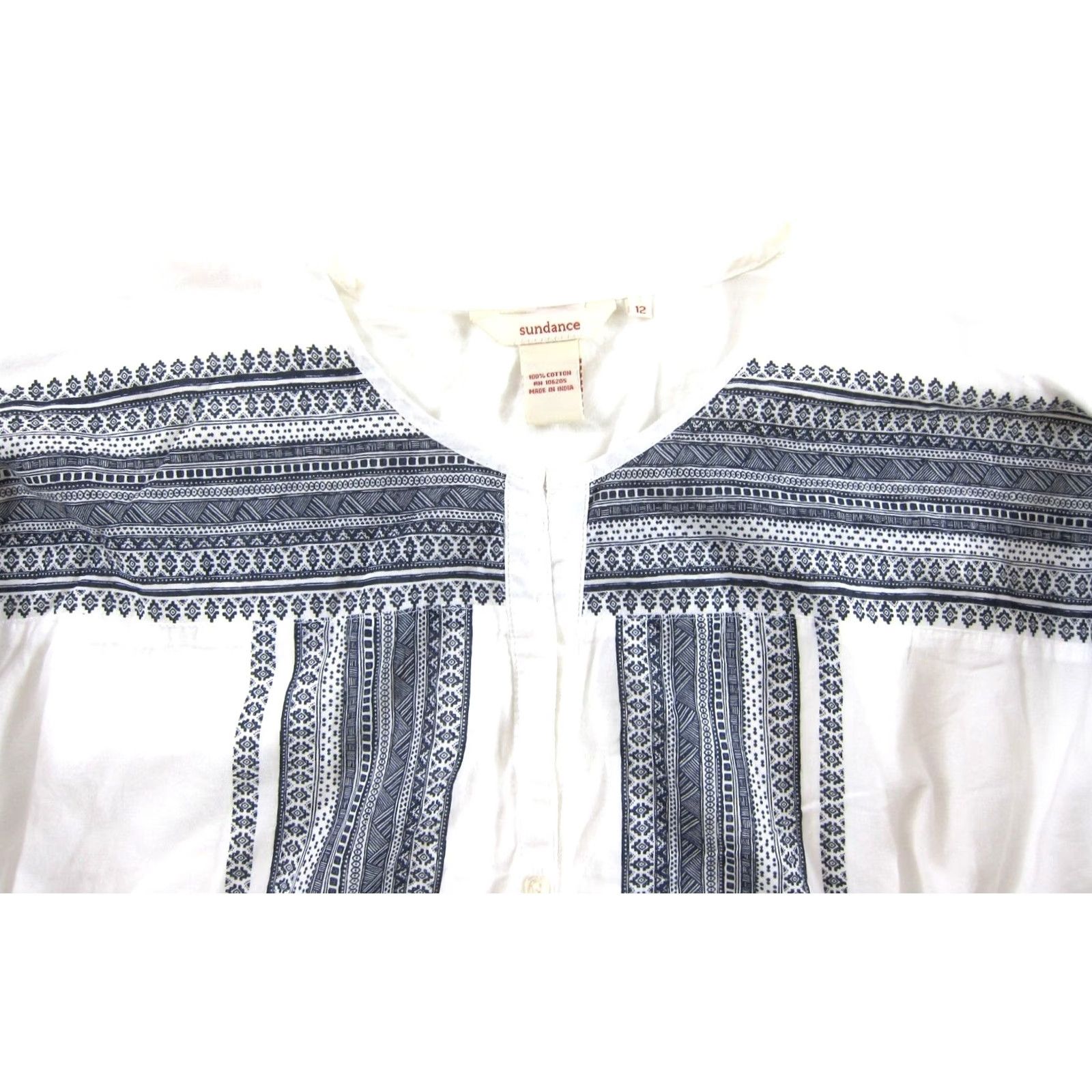 Vintage Sundance Blouse Shirt 100% Cotton White Button Down Long Sleeve Tunic 12 Womens Size XL / US 12-14 / IT 48-50 - 3 Thumbnail