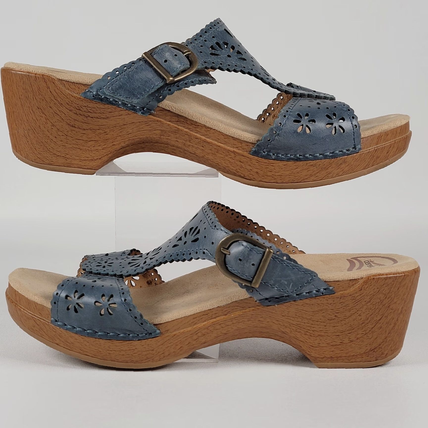 Dansko Dansko Women's Sandal Blue Flower Cut Leather Platform Heel 42 EU 11.5-12 Size US 11.5 / IT 41.5 - 5 Thumbnail