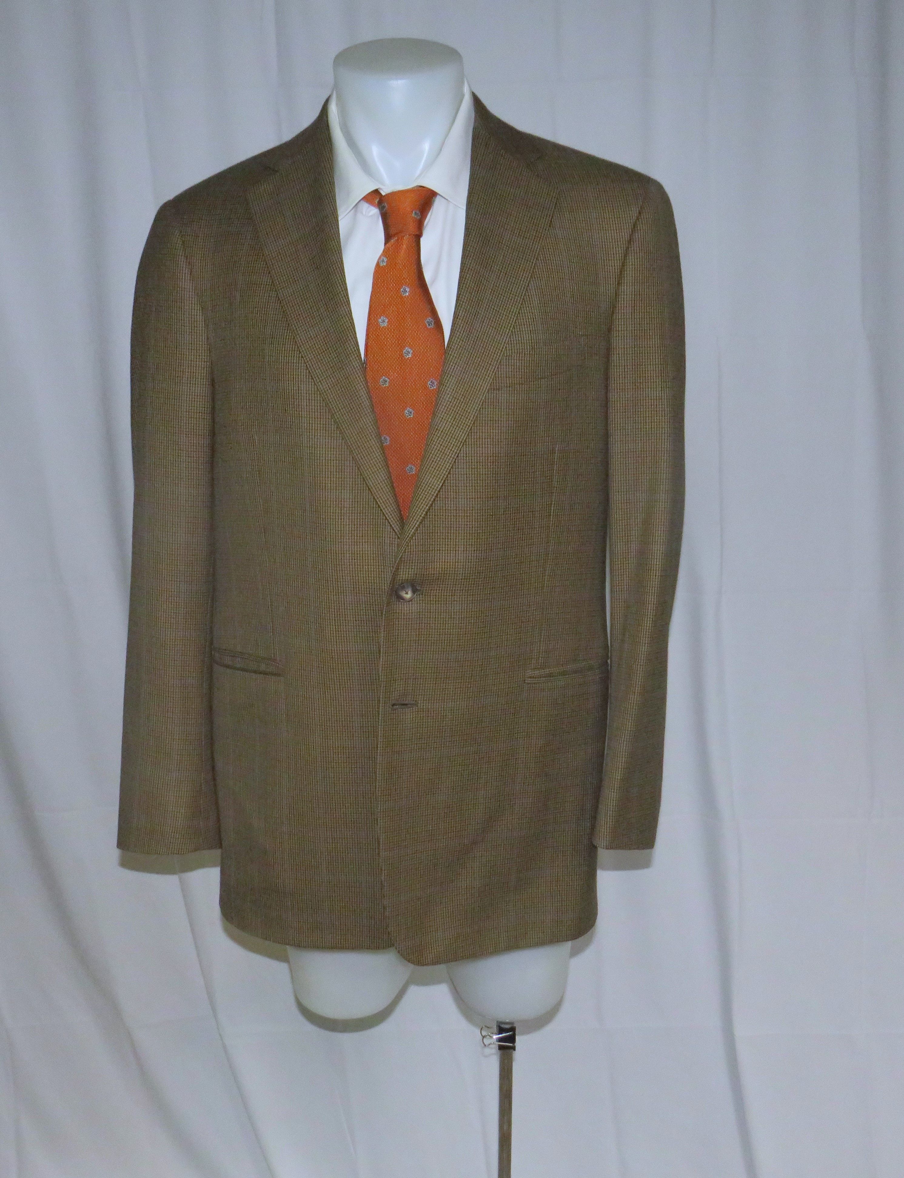 image of Bespoke Anthony Giliberto Brown Check Two Button Sport Coat 40L, Men's