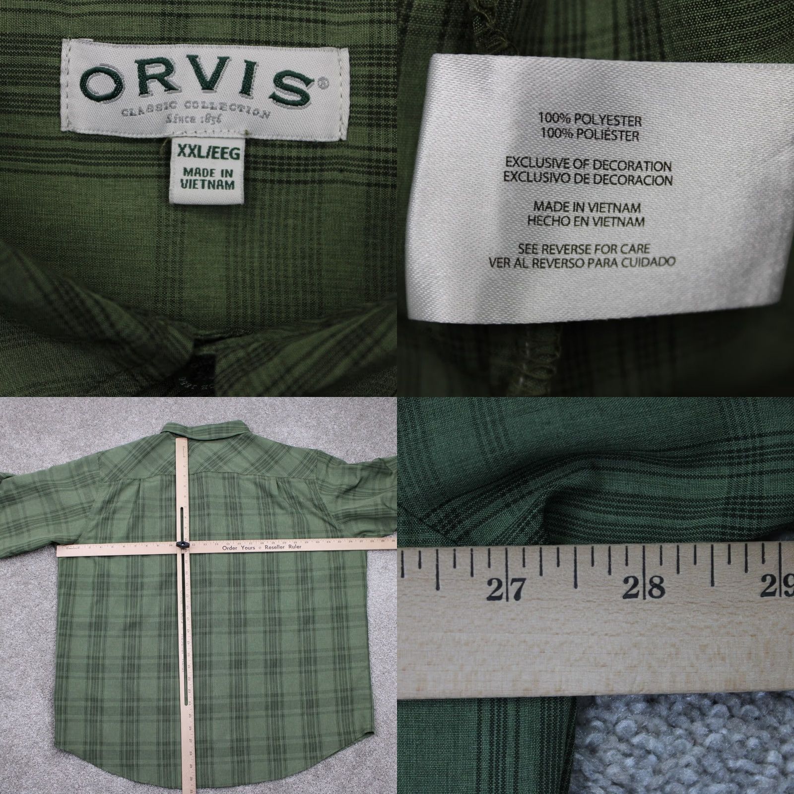 Orvis Orvis Shirt Mens 2XL Green Quick Dry Short Sleeve Button-Up Pockets Polyester Sportsman Theme Classic Outdoor Size US XXL / EU 58 / 5 - 8 Thumbnail