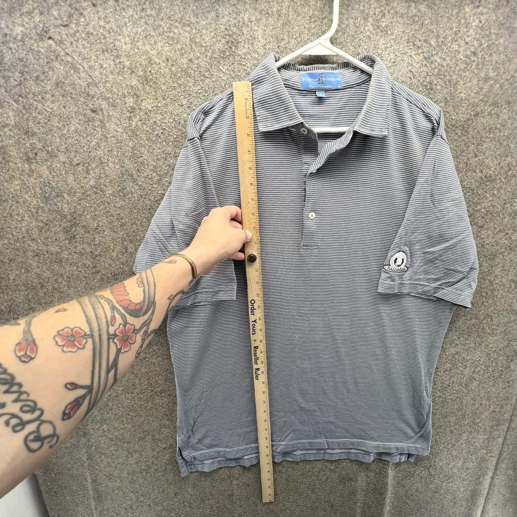 Vintage Fairway & Greene Polo Shirt Mens L Blue Stripe Pureformance Golf Shirt Size US L / EU 52-54 / 3 - 5 Thumbnail